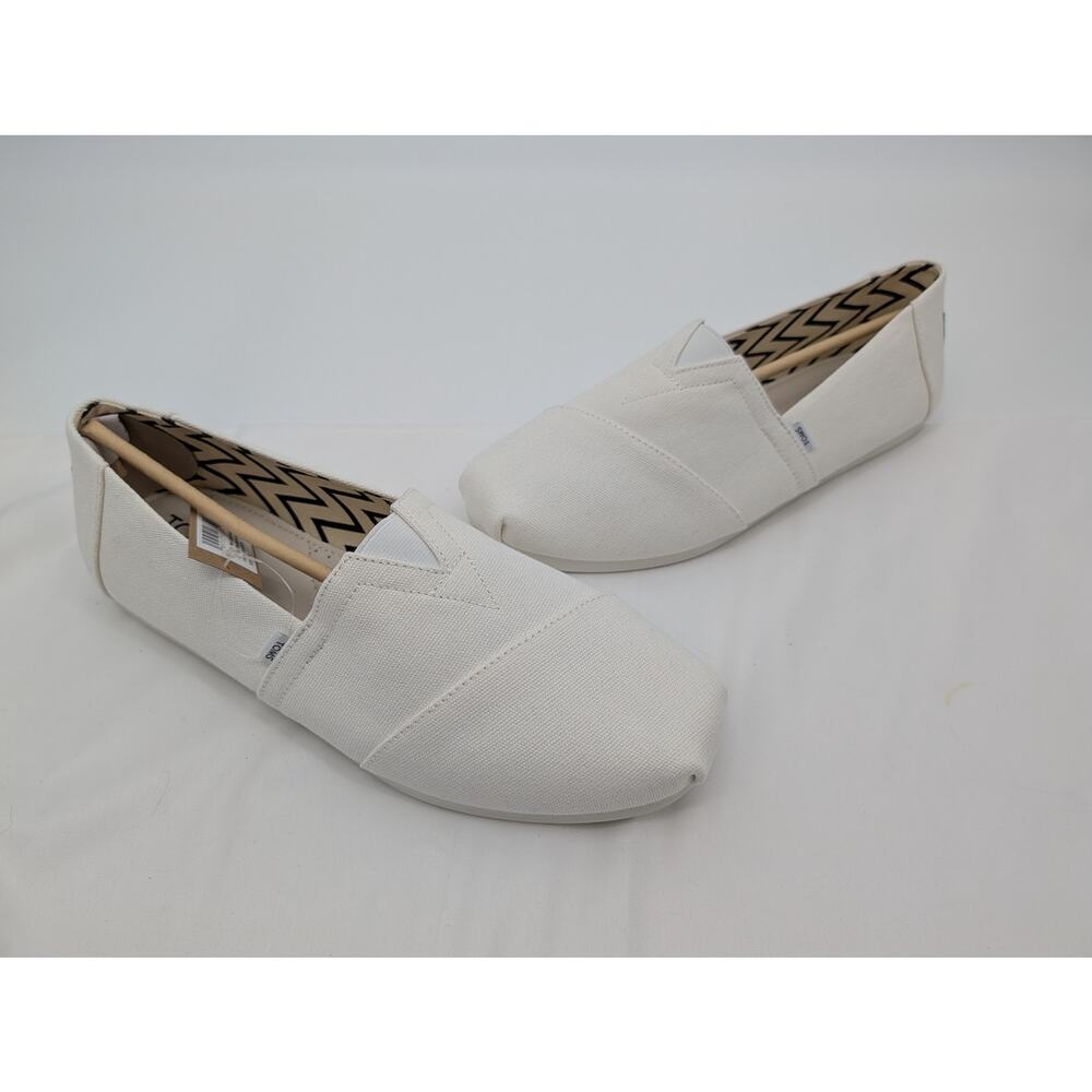 NWT Toms Men Alpargata White Recycled Cotton Canvas 11.5 Comfort Preppy Boat